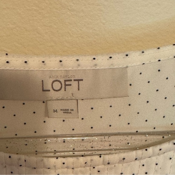 LOFT White with Black Polka Dots Chiffon Blouse size Medium - Picture 7 of 12